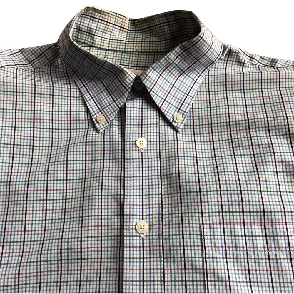 Brooks Brothers 1818 Madison Long Sleeve  Button Down Blue Plaid Shirt Sz. M